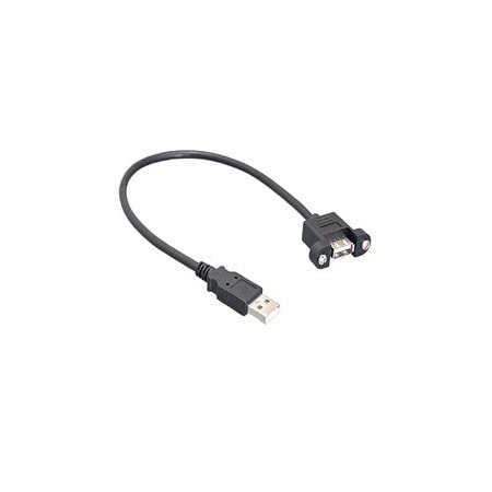 Cable Wholesale USB 2.0 Panel Mount Extension Cable, Type A Male to Panel Mount Female, Black, 8 Foot 10U2-24108